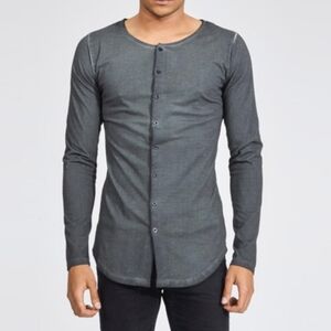 True Prodigy Gray Henley‎ Shirt Size XXL Button Down Long Sleeve Fit Streetwear